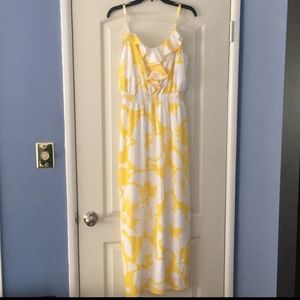 Ann Taylor LOFT maxi dress yellow and white floral
